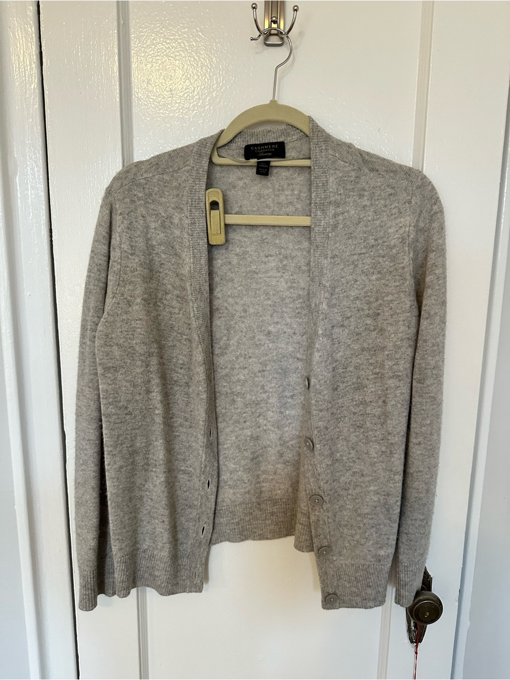 Charter Club Light Gray Cashmere Cardigan Sweater